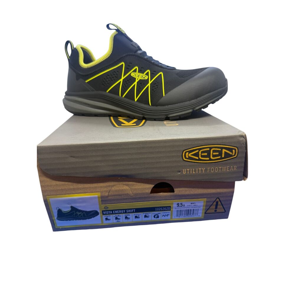 KEEN Utility Vista Energy Shift Carbon Toe Work Shoes Mens 9.5D Black New Box